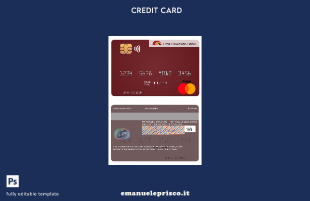 modello di carta mastercard Hawaii First Hawaiian Bank in stile verificato
